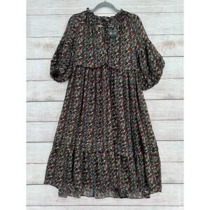 Meritt Floral Slip‎ Lined Midi Dress Womens Small Black Red Blue Green NEW